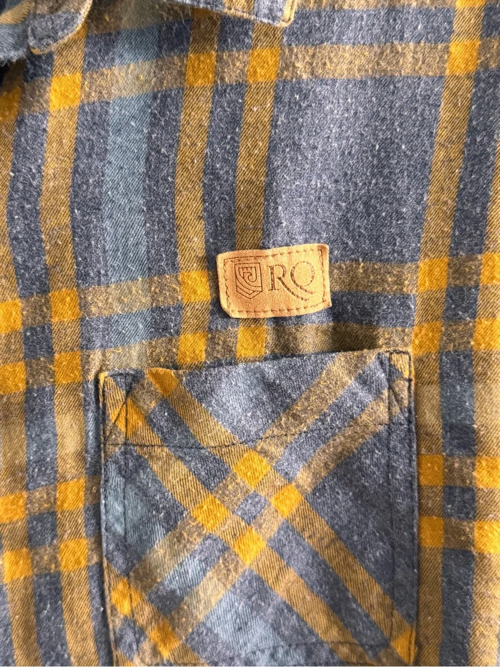 prAna Organic Cotton Plaid Flannel Shirt Women’s Large Blue Gold - Picture 4 of 6